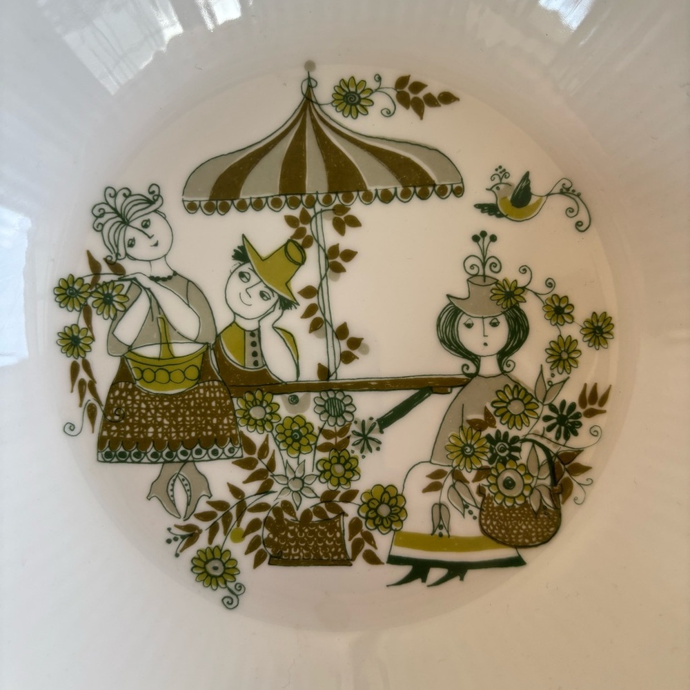 Vtg Norway Figgjo Flint Turi Design MARKET Green MCM Scandinavian Medium Bowl